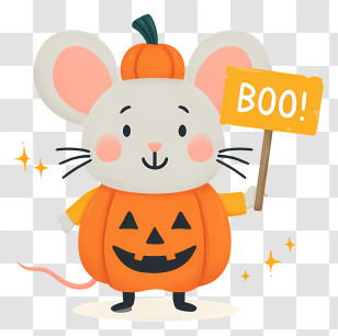 Halloween Mouse Boo - Cute Mouse In Pumpkin Costume Transparent PNG