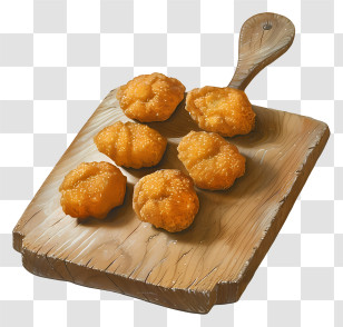 Chicken Nuggets - Chicken Nuggets On Wooden Board Transparent PNG