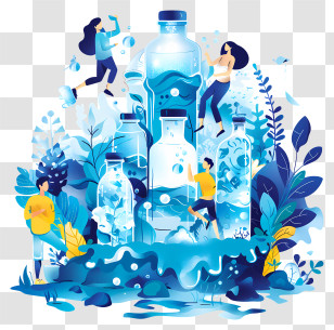 World Water Day - Water Bottles Illustration Transparent PNG