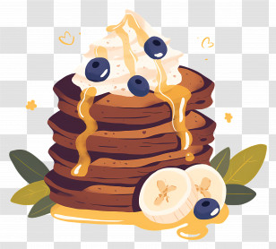 Chocolate Pancakes - Delicious Pancakes With Banana And Blueberry Transparent PNG