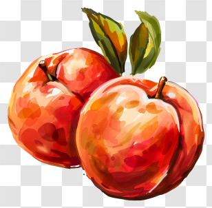 Nectarines - Beautiful Watercolor Apples Illustration Transparent PNG
