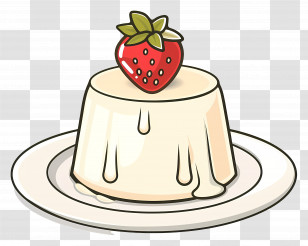 Panna Cotta - Delicious Pudding With Strawberry Topping Transparent PNG