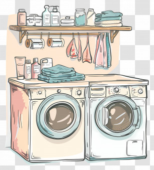Laundry Machines With Essentials - Organized Laundry Machines With Essentials Transparent PNG