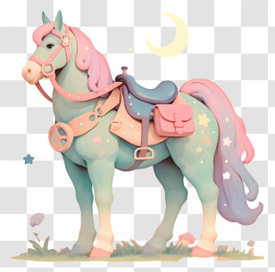 Pastel 3d Animal - Pastel Saddled Horse Illustration Transparent PNG