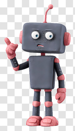 Thinking Humanoid Robot - Gray Robot Pointing Transparent PNG