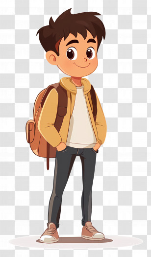 Animated Student - Cartoon Boy Character With Backpack Transparent PNG