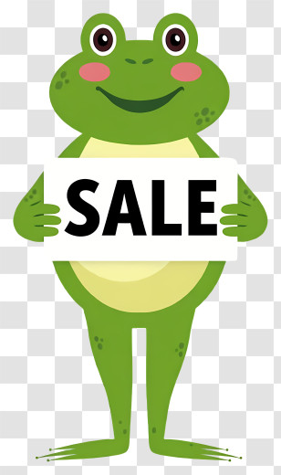 Cartoon Frog - Green Frog Holding Sale Sign Transparent PNG