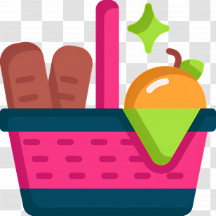 Food Gift Baskets - Grocery Basket With Bread And Orange Transparent PNG
