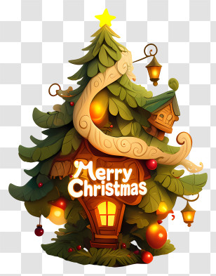 Merry Christmas Tree - Merry Christmas Tree House Transparent PNG