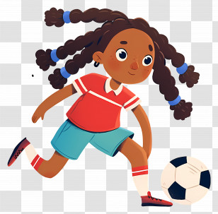 Girl Kicking Soccer Ball - Girl Playing Soccer Illustration Transparent PNG