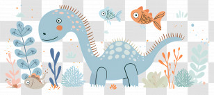 Cartoon Dinosaur - Cartoon Blue Dinosaur Underwater Transparent PNG
