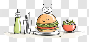Cartoon Meal - Happy Burger Cartoon Illustration Transparent PNG