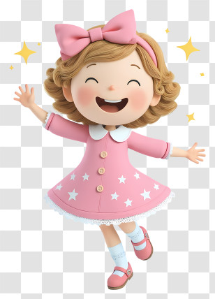 Little Girl Dancing - Joyful Little Girl In Pink Transparent PNG