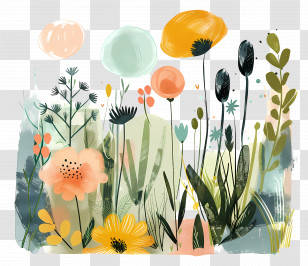 Summer Flowers - Artistic Illustration Of Abstract Flowers Transparent PNG