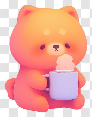 Animated Dog - Cute Bear Holding Cup Transparent PNG
