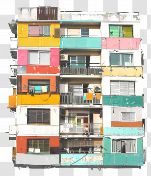 Building - Colorful Apartment Building Exterior Transparent PNG
