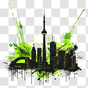 Toronto City Skyline - City Skyline Art In Splash Style Transparent PNG