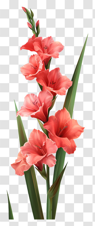 Gladiolus - Pink Gladiolus Flower Illustration Transparent PNG