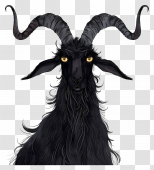Black Goat - Mystical Black Goat With Horns Transparent PNG
