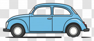 Cartoon Car - Sideview Of A Blue Classic Car Transparent PNG