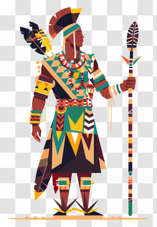 Tribal Warrior - Tribal Warrior With Traditional Attire And Spear Transparent PNG