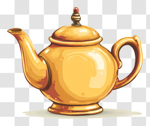 Golden Teapot - Yellow Ceramic Teapot For Tea Time Transparent PNG