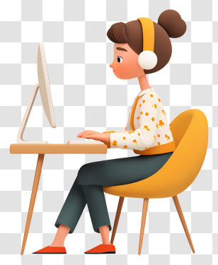 Woman Working On Calmness - Person Working At Computer Transparent PNG