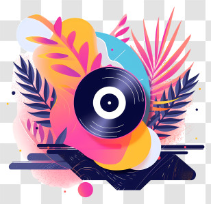 Vinyl Record - Abstract Art With Vinyl Record In Vibrant Colors Transparent PNG