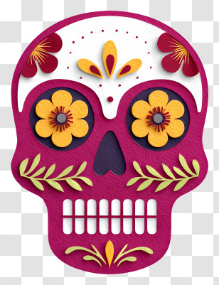 Sugar Skull Maroon - Colorful Sugar Skull Illustration Transparent PNG