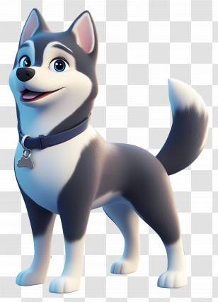 3d Siberian Husky - Playful Cartoon Husky Dog Transparent PNG