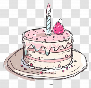 Birthday Cake - Cartoon Birthday Cake With Candle Transparent PNG
