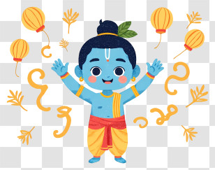 Krishna Celebrating New Year - Cute Baby Krishna With Lanterns Transparent PNG