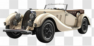 3d Car - Beige Classic Vintage Convertible Car Transparent PNG