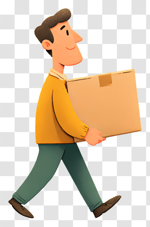 Man Carrying Cardboard Box - Man Carrying A Box Transparent PNG