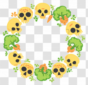 Skulls Frame - Yellow Skull Wreath For Halloween Transparent PNG