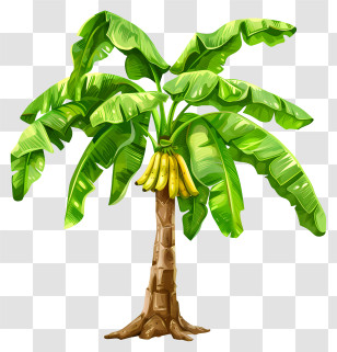 Banana Tree - Tropical Banana Tree Illustration Transparent PNG