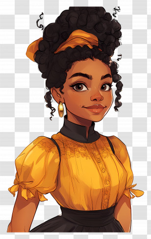 Black History Month - Stylish Woman In Elegant Yellow Dress Transparent PNG