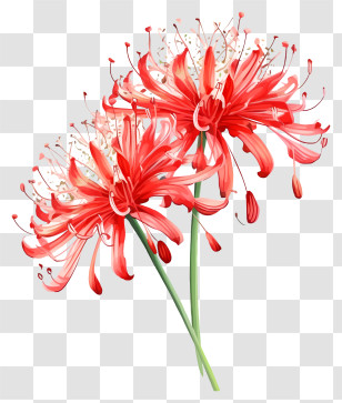 Painting - Red Spider Lily Flower Illustration Transparent PNG