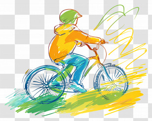 Boy Riding Bike - Colorful Sketch Of A Person Cycling Transparent PNG
