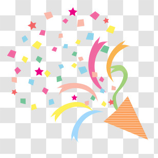 Confetti - Party Popper With Colorful Confetti Design Transparent PNG