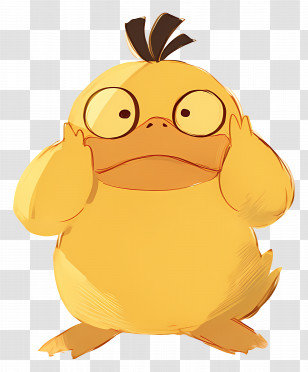 Psyduck - Funny Yellow Cartoon Duck With Surprised Expression Transparent PNG