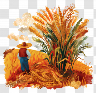 Agriculture - Farmer Working In A Wheat Field Transparent PNG