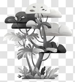 Big Jungle Tree - Monochrome Trees In Nature Illustration Transparent PNG