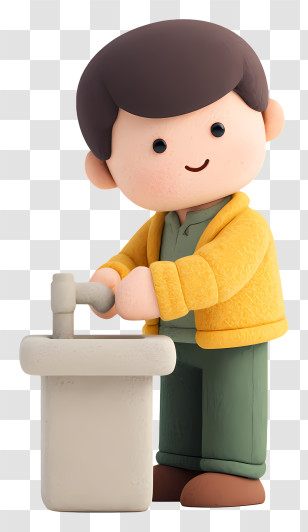 Boy Washing Hands - Cartoon Boy Washing Hands Transparent PNG