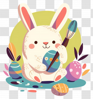 Bunny Painting Easter Eggs - Easter Bunny Painting Eggs Transparent PNG