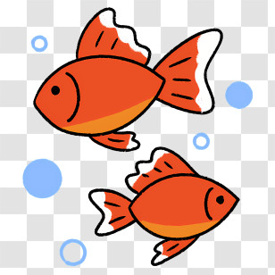Icon - Two Cute Goldfish With Bubbles Transparent PNG