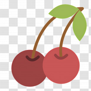 Cherry - Red Cherries With Green Leaves Transparent PNG
