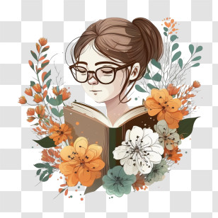 World Teachers Day
 - Illustration Of Girl Reading With Flowers Transparent PNG
