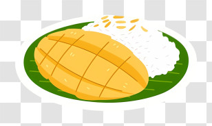 Thai Food - Mango Sticky Rice On Green Plate Transparent PNG