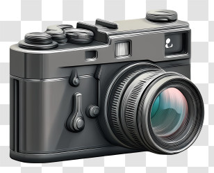 Black Modern Camera - Vintage Camera With Lens Transparent PNG